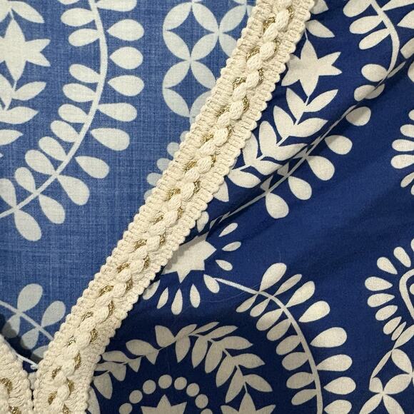 Saiph Lab | Dress Tiered Bell Sleeve Santorini Mini White Blue- Small - Picture 8 of 9